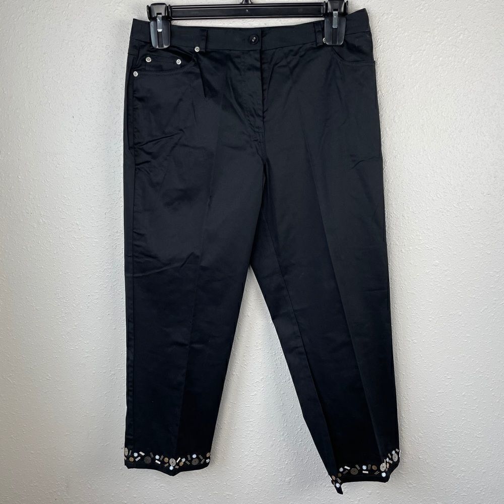 NWT Hearts of Palm Black Cropped Pants Size 10